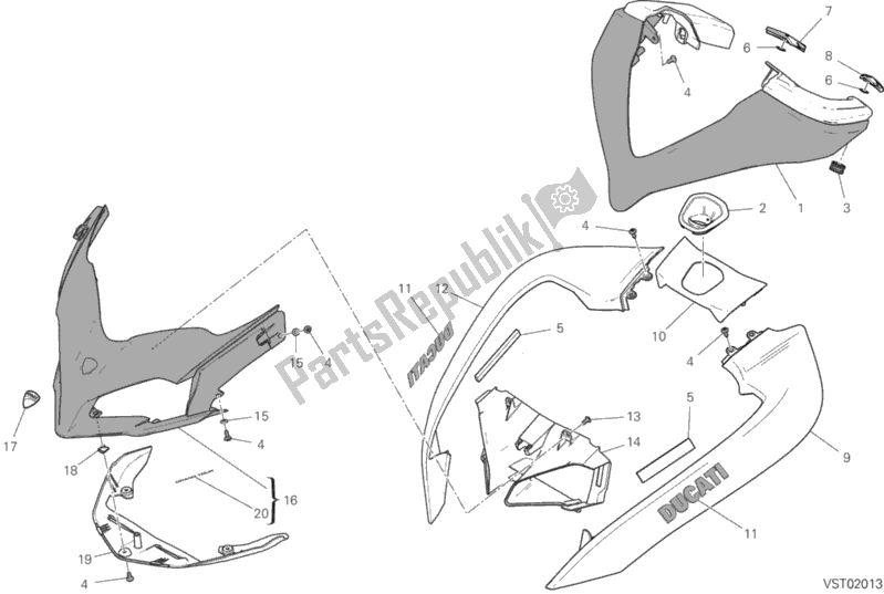 Todas las partes para Cubierta de Ducati Multistrada 1260 S Grand Tour USA 2020